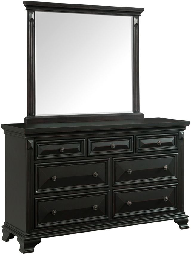 Elements International Calloway Antique Black Dresser and Mirror Set-1