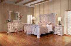 International Furniture Direct Terra 4-Piece White Wood King Bed Set