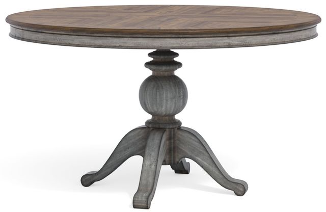 Flexsteel® Plymouth® Distressed Graywash Round Pedestal Dining Table 0