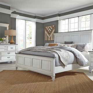 Liberty Furniture Allyson Park 3-Piece Wire Brushed White King Panel Bed Set