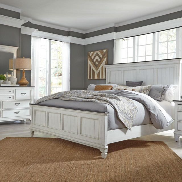 Liberty Allyson Park 3-Piece Charcoal/Wire Brushed White King Panel Bed Set 14