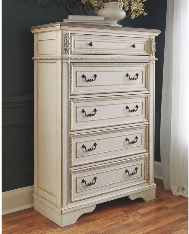 Signature Design by Ashley® Realyn Antiqued Two Tone Chest of Drawers 3