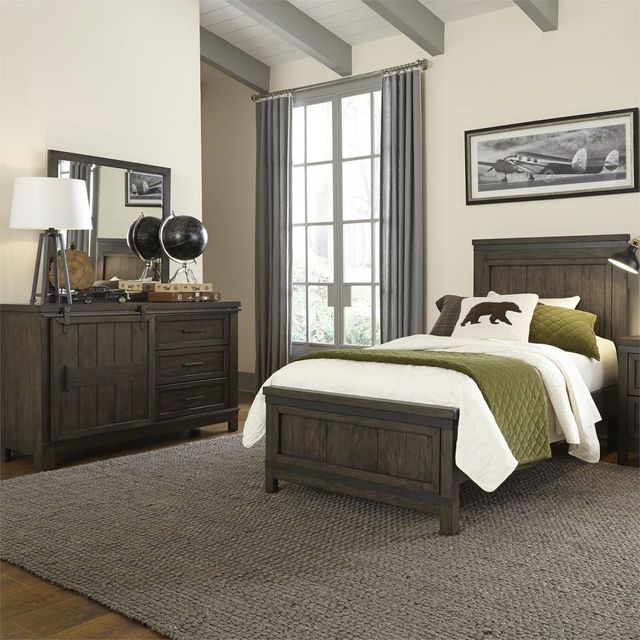 Liberty Furniture Thornwood Hills 3 Piece Rock Beaten Gray With Saw Cuts Twin Bedroom Collection