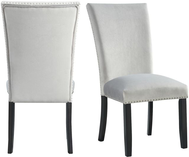 Elements International Francesca Gray Velvet Side Chair-1