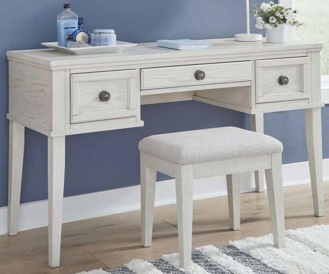 Signature Design By Ashley® Robbinsdale Antique White Vanity With Stool ...