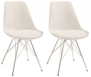 Coaster® Broderick 2-Piece White/Chrome Side Dining Chairs