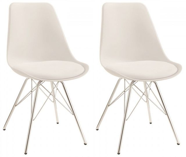 Coaster® Broderick Set of 2 Side Dining Chairs White And Chrome
