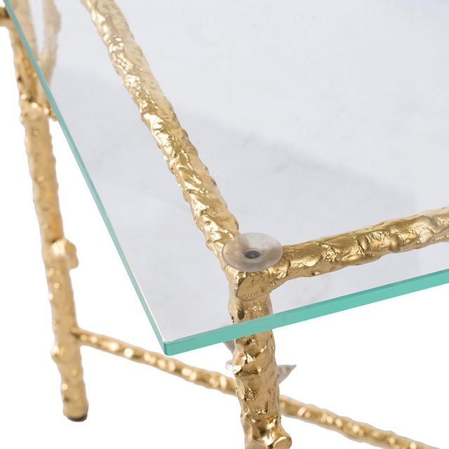 A & B Home Gold Glass Top End Table-3