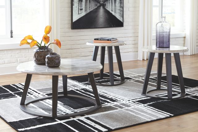 Signature Design by Ashley® Luvoni White/Dark Charcoal Gray 3 Piece Occasional Table Set 4