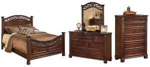 Signature Design by Ashley® Leahlyn 4-Piece Warm Brown California King Panel Bed Set