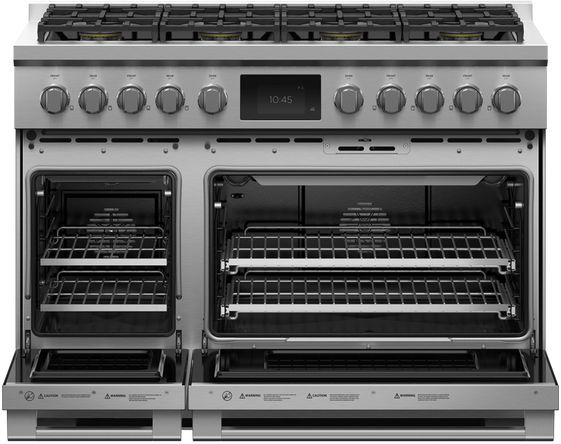 Fisher & Paykel Series 9 48" Stainless Steel with Black Glass Pro Style Dual Fuel Range 1