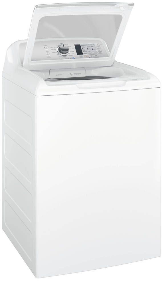 GE® 4.5 Cu. Ft. White with Silver Backsplash Top Load Washer-1