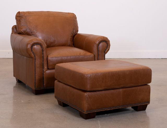USA Premium Leather Furniture 4955 Saddle Glove All Leather Ottoman-1