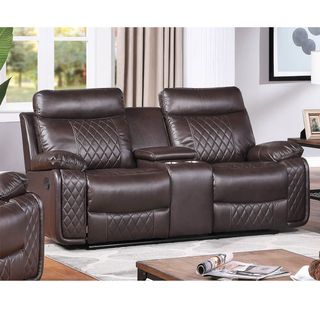 Homelegance Seattle Brown Reclining Console Loveseat with Cupholders