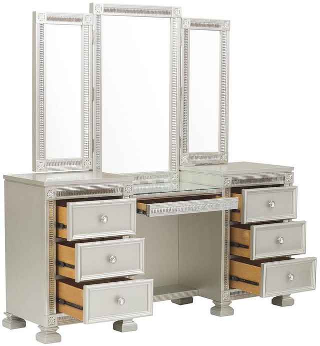 Homelegance® Bevelle Silver Vanity Dresser and Mirror 3