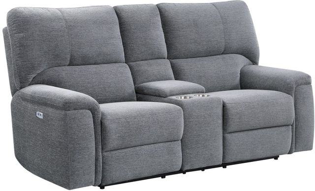 Mazin Furniture Dickinson Charcoal Power Double Reclining Loveseat with Center Console and Power Headrests