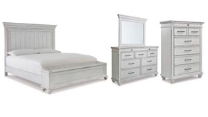 Benchcraft® Kanwyn 4-Piece Whitewash King Panel Bed Set