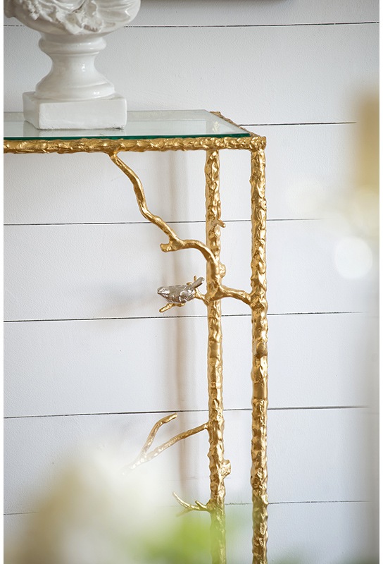 gold bamboo console table