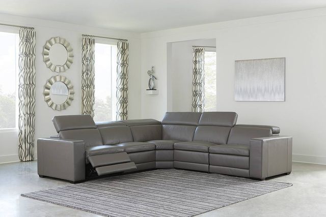 Signature Design by Ashley® Texline 5-Piece Gray Power Reclining Sectional-3