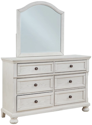 Signature Design by Ashley® Robbinsdale Antique White Mirrored Dresser