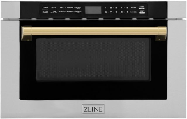 ZLINE Autograph Edition 1.2 Cu. Ft. Stainless Steel/Champagne Bronze Microwave Drawer