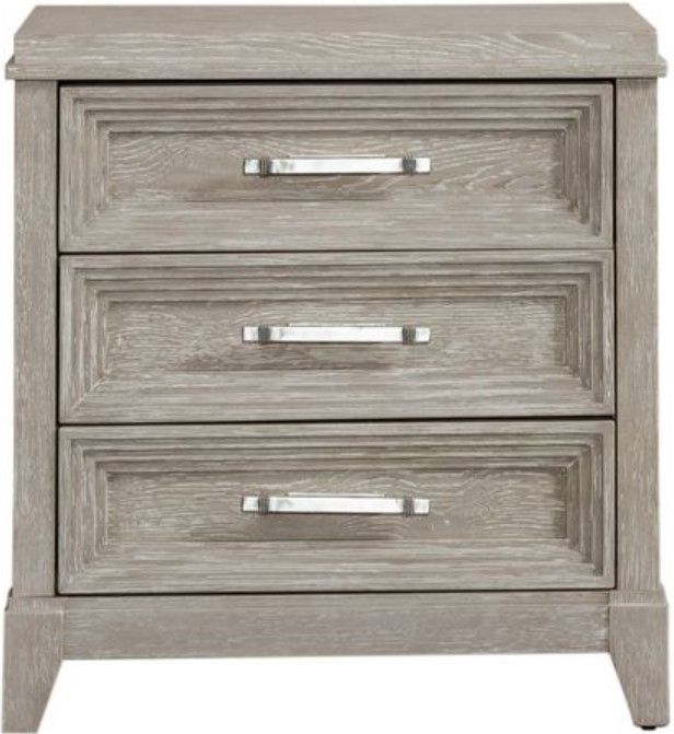 Liberty Belmar Washed Taupe & Silver Champagne Nightstand 1