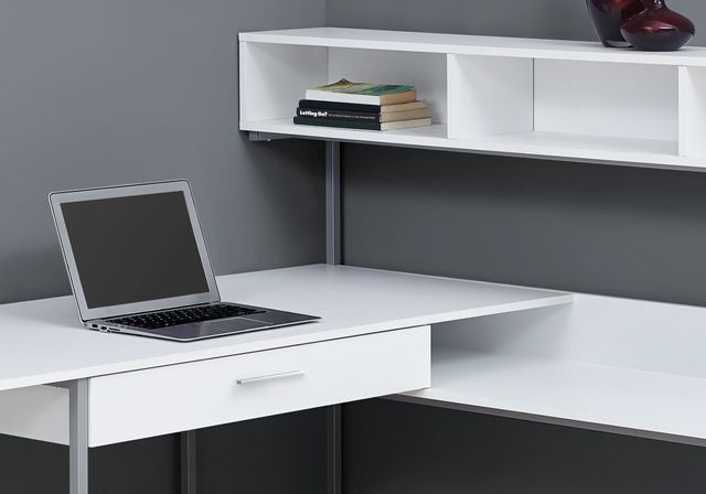 Computer Desk, Home Office, Corner, Left, Right Set-Up, Storage Drawers,  80L, L Shape, Work, Laptop, Metal, Laminate, Grey, Contemporary, Modern, Big Sandy Superstore