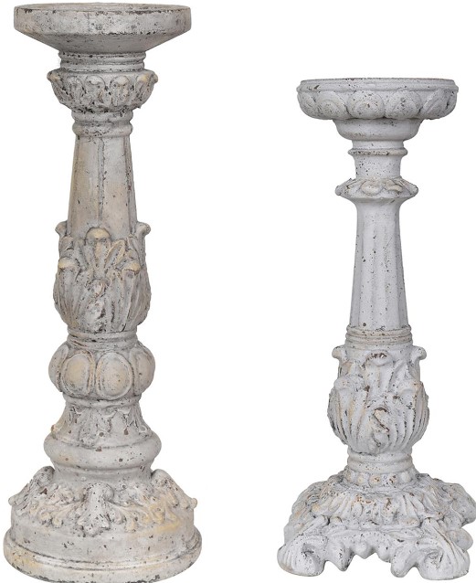 Crestview Collection Victorian 2-Piece White Candleholder Set