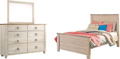 Signature Design by Ashley® Willowton 3-Piece Whitewash Full Panel Bed Set