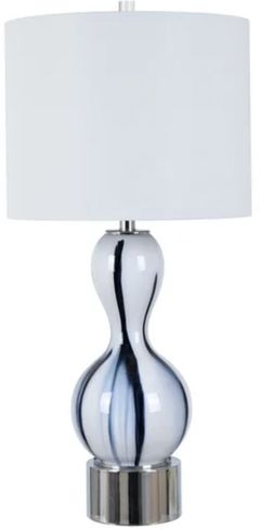 Crestview Collection Mila Bottle Chrome/Dark Blue/White Table Lamp