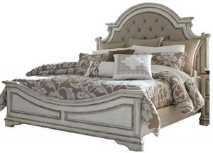 Liberty Magnolia Manor Antique White King Upholstered Bed
