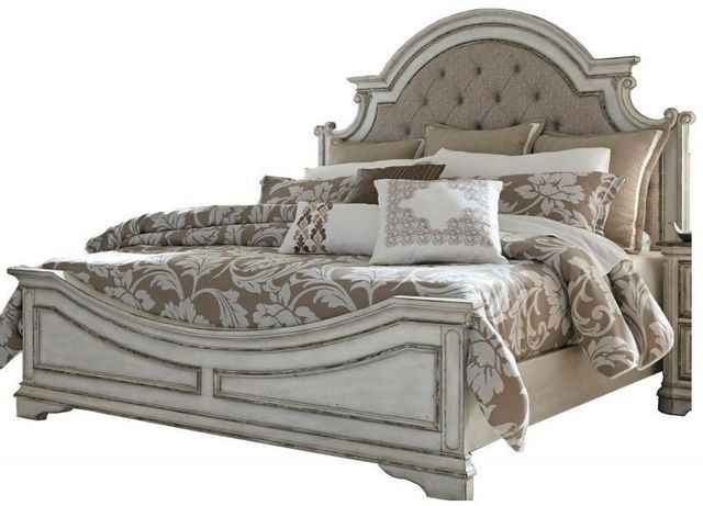 Liberty Furniture Magnolia Manor Antique White King Upholstered Bed-0