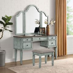 Furniture of America® Drucilla Antique Blue/Dark Oak/Gray Vanity Set