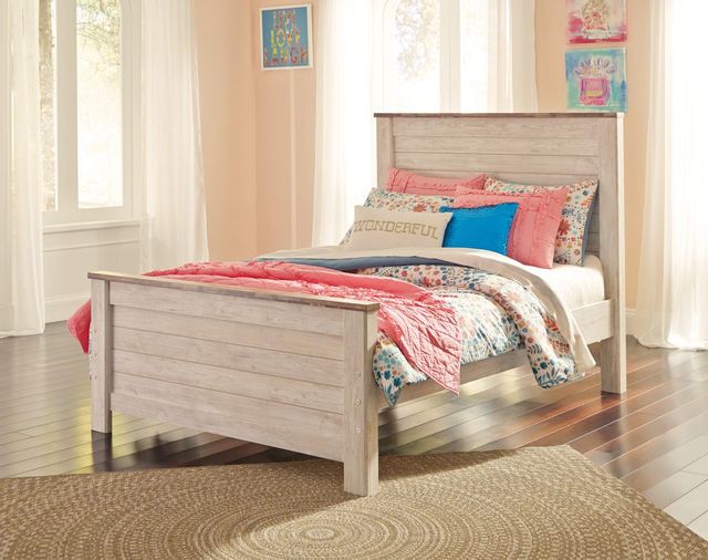 Signature Design by Ashley® Willowton Whitewash Full Panel Youth Bed-1