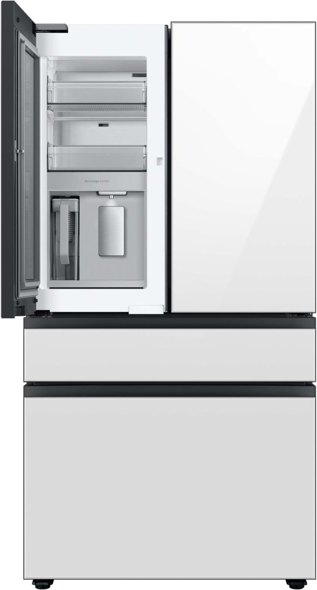 Samsung Bespoke 28.8-cu ft 4-Door Smart French Door Refrigerator with Dual  Ice Maker and Door within Door (Morning Blue with White Glass Panels)