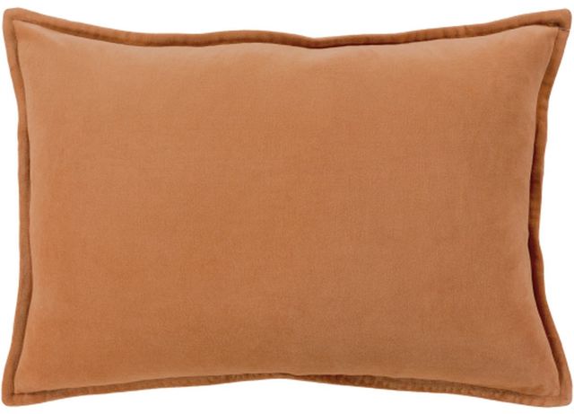 Surya Cotton Velvet Burnt Orange 22"x22" Pillow Shell with Polyester Insert-1