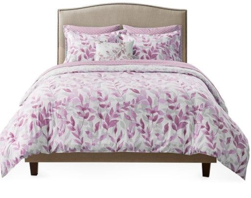 Olliix by Madison Park Essentials Sofia Purple California King Reversible  Complete Bedding Set, Big Sandy Superstore