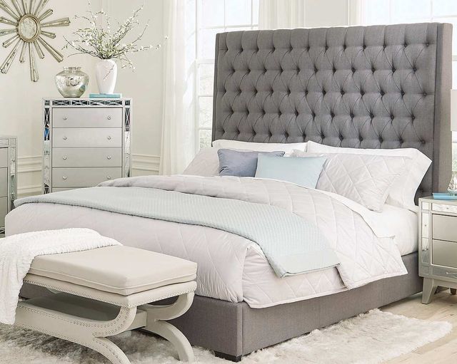 Coaster® Camille 4 Piece Grey and Metallic Mercury Eastern King Bedroom Set 1