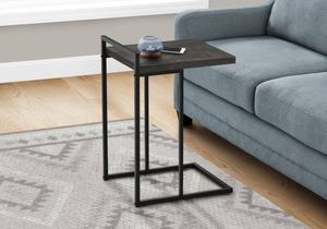 Accent Table, C-Shaped, End, Side, Snack, Living Room, Bedroom, Metal, Laminate, Black, Contemporary, Modern