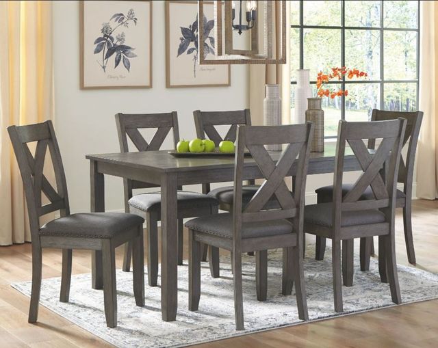 Signature Design by Ashley® Caitbrook 7-Piece Antiqued Gray Dining Table Set 5