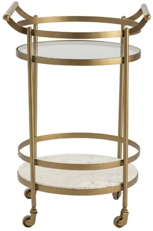 Crestview Collection Vine Grove Gold/White Marble and Glass Bar Cart