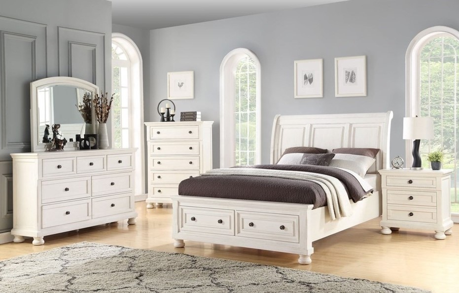 Avalon Savannah Queen Sleigh Bed, Dresser, Mirror & Nightstand