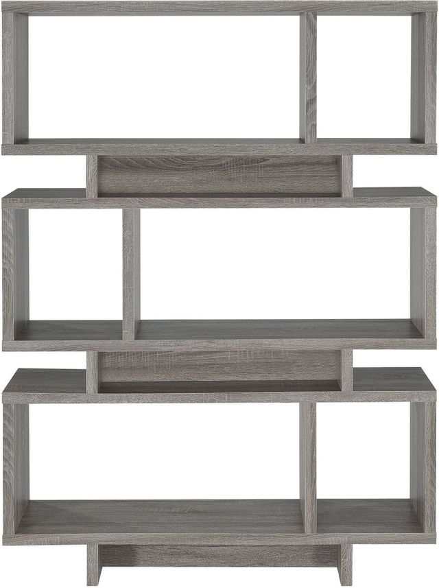 Coaster® Weathered Grey 3-Tier Geometric Bookcase-1