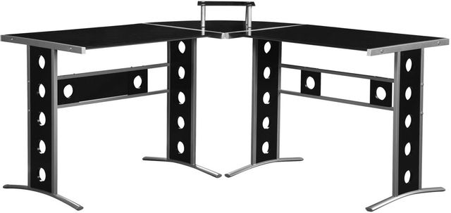 Coaster® Keizer 3-Piece Black/Silver L-Shape Office Desk Set-0