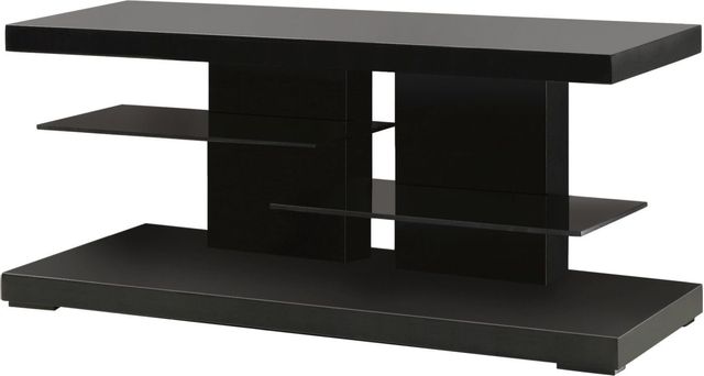 Coaster® Glossy Black 2-Shelf TV Console-0