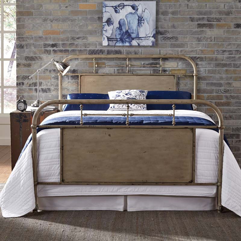 Liberty Vintage Cream Metal King Bed with Rails