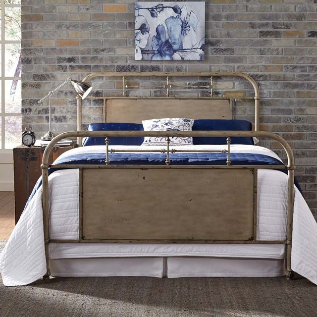 Liberty Vintage Cream Metal King Bed with Rails-0