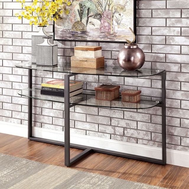 Furniture of America® Keely Gunmetal Sofa Table | Wood's Furniture