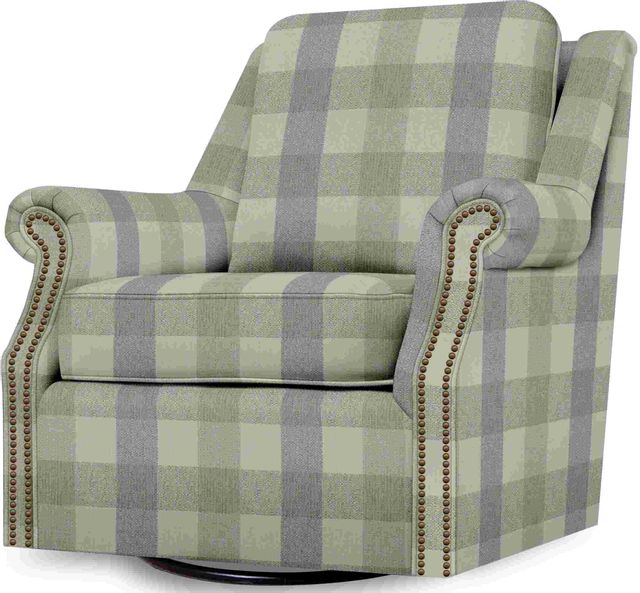 England Furniture Annie Affair Seaspray Swivel Glider Chair with Nails-1
