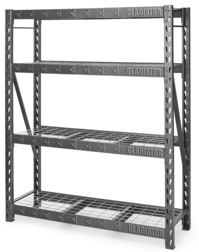 Gladiator® Hammered Granite 60" Wide Heavy Duty Rack with Four 18" Deep Shelves 3